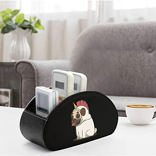 כלב חמוד כלב חד קרן עור PU עור שולטים בשלטים מחזיקים בשולחן העבודה. תיבת מארגן אחסון שולחן עבודה עם 5 תאים
