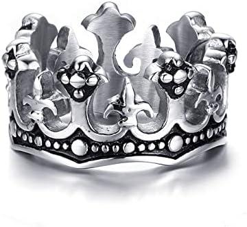 מלך כתר טבעת לגברים - מימי הביניים מלך אביר כתר טבעת עבור גברים ובני דתי צלב נירוסטה טבעות בציר נוצרי