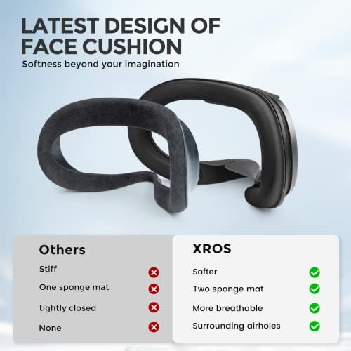 XROS VR משודרג כרית פנים תואמת לאביזרי Quest 2, שני החלפת קצף ממשק פנים רך, עיצוב אוויר מחזור פנים כרית קצף,