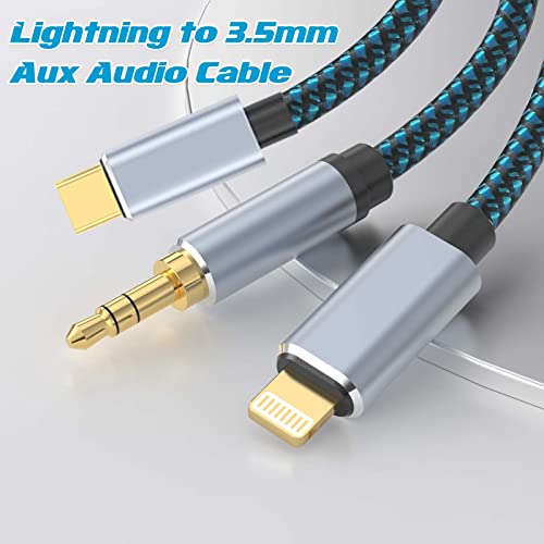 Gobbagoods aux Aux Audio כבל iPhone, 2 ב- 1 USB C & Lightning ל- 3.5 ממ כבל AUX AUX עבור אוזניות