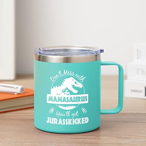 נאוויש מתנות לאמא מהבת, הבן, ספל קפה מאמאסאורוס, מתנות יום הולדת לאמהות לנשים, חמות, אישה, אמא טרייה-ירוק