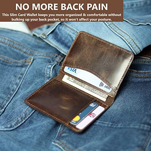 ארנק מחזיק כרטיס אשראי מעור לגברים ונשים, ארנק חוסם דו-צדדי דק, ארנק מינימליסטי דק בכיס הקדמי, מארז כרטיס