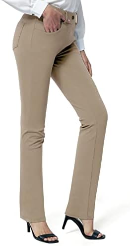 מכנסי שמלת יוגה של KMISUN לנשים 31 '' מכנסי עבודה רגילים ברגליים ישרות, מתיחות מכנסיים מזדמנים עסקיים
