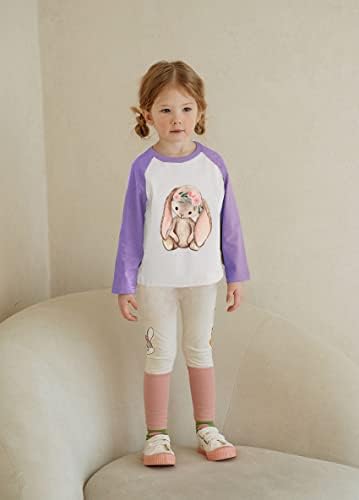 פעוטות תינוקות בנות בנות פסחא ארנב חולצת טריקו ארנב חמוד מחופר גרפי רגלן רגלן שרוול ארוך סוודר סוודר עליז