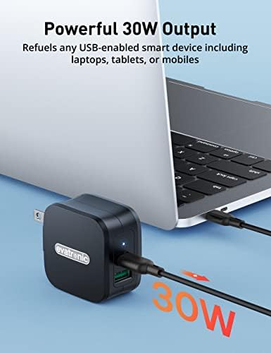מטען USB C, Evatronic PD 30W PD PORT כפול מטען USB, מטען קיר מהיר לאייפון 14 PRO/14 PRO MAX/iPhone