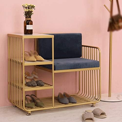SAWQF ספסל נעליים יצירתי עם 4 שכבות מתלה נעל כסאות משענת גב שילוב שרפרף אחסון לארון נעליים ישיבה