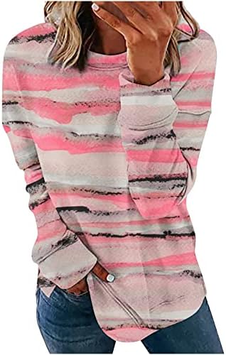 הדפסת נשים גדולות עם שרוול ארוך סווטשירטים צוואר עגול חולצת סוודרים מזדמנים קלים 2023 חולצות טוניקה