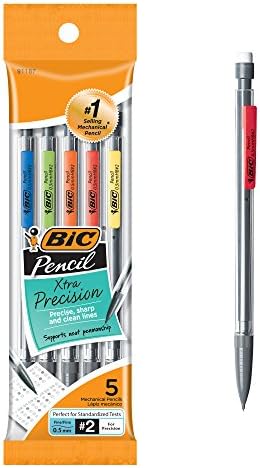עיפרון מכני של BIC XTRA-דיוק, חבית ברורה, נקודה עדינה, 5-ספירות