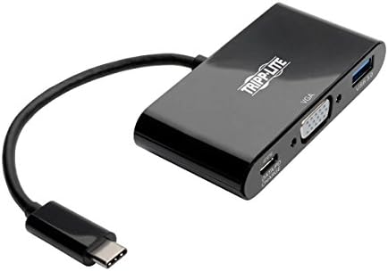 Tripp Lite USB C ל- VGA Multiport מתאם W/ USB-A Hub & PD טעינה 1080p, USB 3.1 GEN 1, Thunderbolt 3 Black