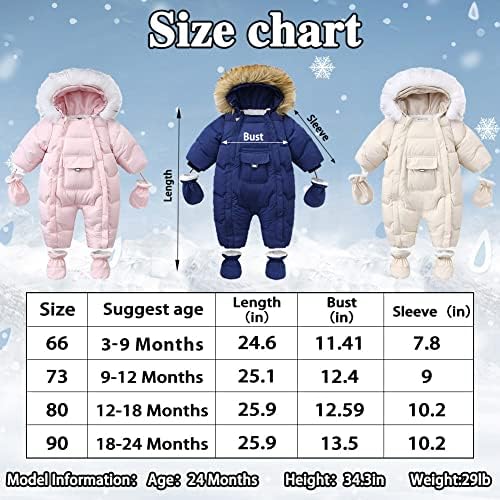 Xifamniy Baby Boys and Grils Winter Snowside Bearwear Beadied Footie Footie חליפות שלג פעוט 3-24M