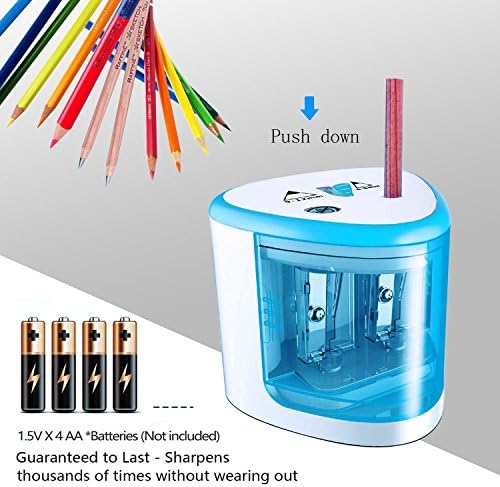 Lecmark אוטומטי עפרון חשמלי מחדד סוללה המופעלת חורים כפולים מחדד עפרון צבעוני קטן ועמיד מתאים לבית