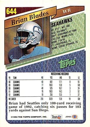 1993 Topps כדורגל 644 Brian Blades Seattle Seahawk