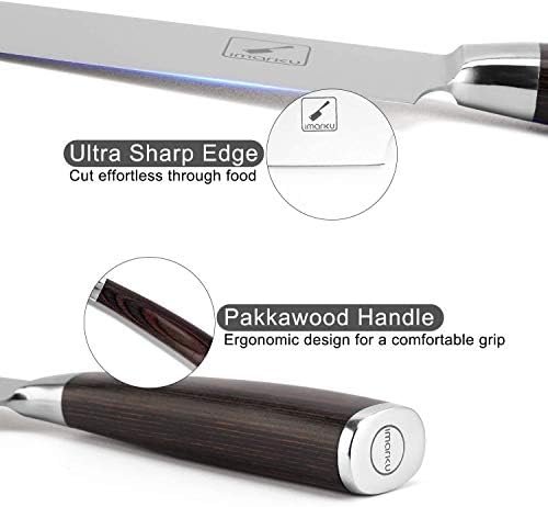 סכין שף של IMARKU וסכין קצבים, סכין מטבח חדה פלדת פחמן גבוהה עם ידית ארגונומית