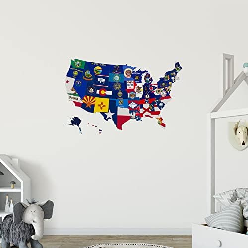 קארומני ארצות הברית מפת אידיאלי קיר המפה של ארהב עבור בכיתה פוסטרים או בית שינה חדר לימוד, כחול