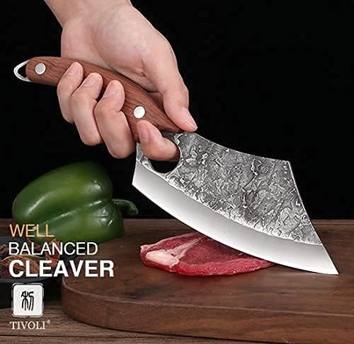 סכיני סכיני מטבח מזויף של Tivoli בשר סכינים סכין מטבח מזויף סט סכין עצם טנג מלא עם נדן סט סכין