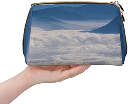 נוף PSVOD עם הרים ועננים תיק קוסמטיקה עור, תיק קוסמטי רוכסן נסיעות, תיק קוסמטי נייד לנשים ולבנות