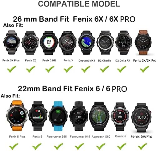 אנקנג 26 22 20 ממ שעון עור רצועת שעון רצועת שחרור מהיר שחרור מהיר עבור Garmin Fenix ​​6x 6S Pro 5x 5 5S Plus