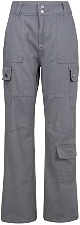 מכנסי מטען של ג'ורסה נשים מכפתור רוכסן מכנסיים מכנסיים אמצע עלייה מכנסיים ישר מכנסיים מזדמנים ישר עם