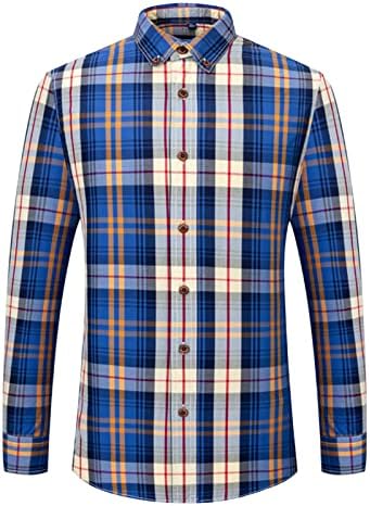 Maiyifu-GJ לחולצת שמלה מפוספסת כותנה לגברים כפתור רגיל כפתור למטה חולצות מזדמנים משובצות צווארון