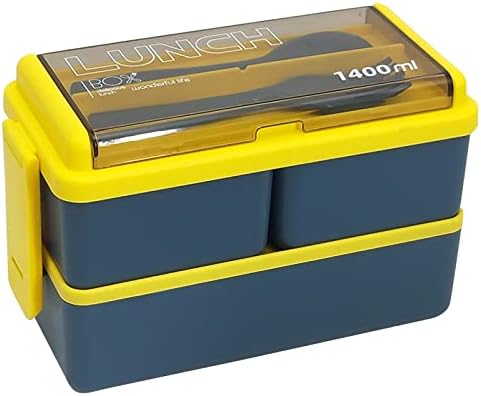 קופסת בנטו הוקיבסט עמידה בפני דליפות לערום קופסאות אוכל 1400 מ ל מיכל קופסת אוכל מובנית סט כלי פלסטיק