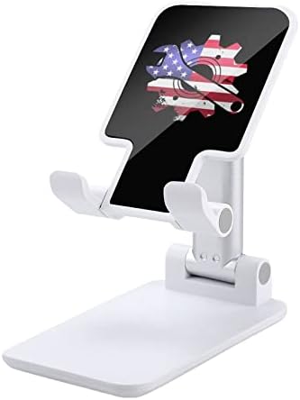 מכונאי דגל אמריקאי מצחיק מחזיק טלפון סלולרי שולחן עבודה מתקפל.