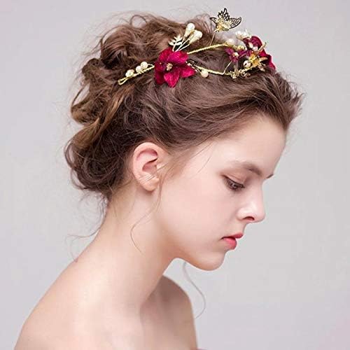 זהב עלה פרח מצנפות ריינסטון העטרה הכלה כיסוי ראש נסיכת חתונה כיסוי ראש קישוטי שיער