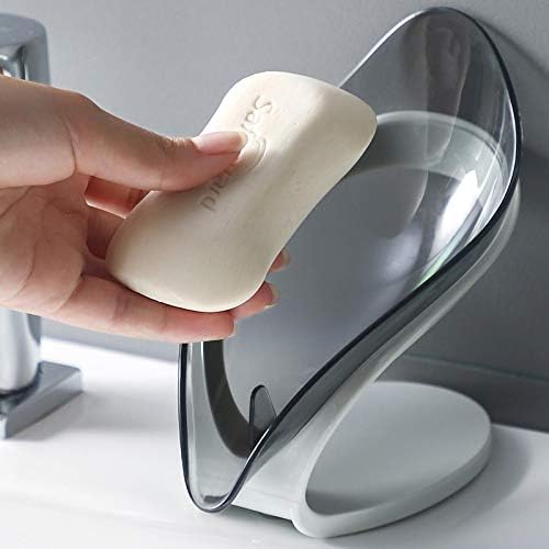 מגש סבון עלים של Xiaria מגש סבון סבון סבון ניקוז טואלט ניקוז אגרוף סבון מדף סבון קופסת סבון שקיפה