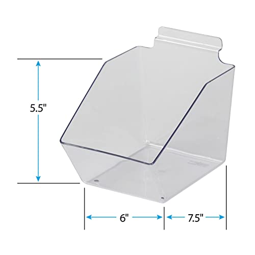 פח מזבלה פלסטיק ברור עבור Slatwall - 6 x 5 ½” x 7 ½ ” - סט של 2