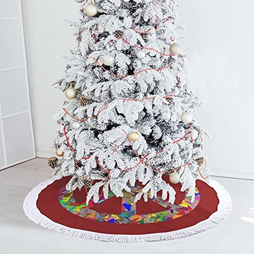 חצאיות עץ חג המולד שלט השלום מחצלת עם קישוטים למסיבות חג לחוות ליל כל הקדושים 48 x48