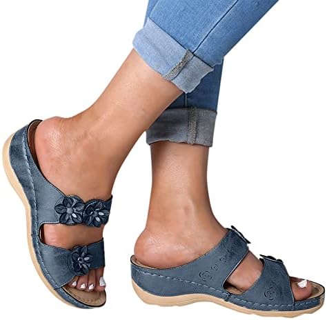 סנדלי RVIDBE לנשים בקיץ לבוש, קריסטל הולו של נשים סנדלים רצועות שטוחות נעליים סנדלי חוף מזדמנים לנשים