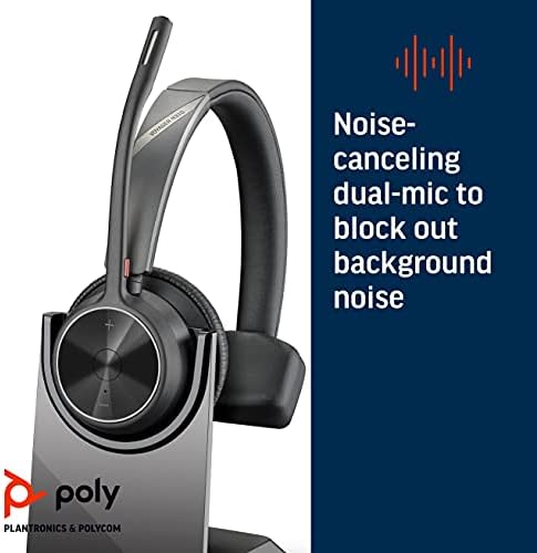 Poly - Voyager 4310 UC אוזניות אלחוטיות + מעמד מטען - אוזניות אוזניים יחיד W/MIC - התחבר ל- PC/MAC