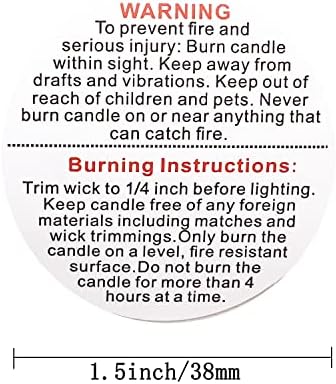 1000 יחידות תוויות אזהרת נרות,מדבקות מיכל צנצנת נרות בגודל 1.5 אינץ', מדבקות בטיחות נרות להכנת נרות צנצנות