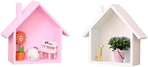 2 יחידות בית בצורת קיר אחסון מדף כפרי תצוגת מדף ילד חדר קישוט עבור עבור משתלת חדרי שינה סלון