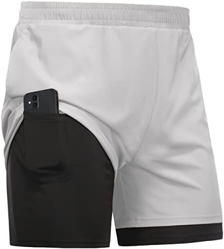 רונהיט 2 ב 1 גברים של מכנסי ריצה 5 מהיר יבש אימון מכנסיים קצרים לגברים עם כיסים כושר ספורט מכנסיים קצרים