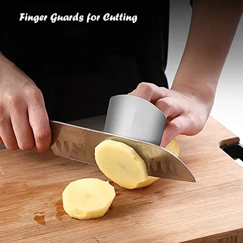 סמיקוקו 4 חתיכות אצבע משמרות לחיתוך חיתוך וקיצוץ מגן מטבח כלי אנטי-לחתוך נירוסטה אצבע מגן לחיתוך מזון
