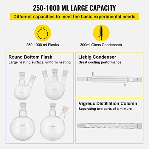 מעבדה חדשה כלי זכוכית 24/40 כימיה כלי זכוכית 32 יחידות כימיה מעבדה כלי זכוכית ערכת 250 1000 מ ל עבור
