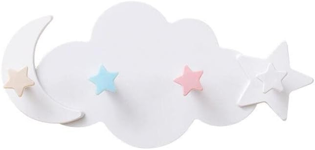 CHNLML 1 PC ענן חמוד כוכב ענן וו לבן ענן לבן מתלה ירח ילדים קישוט קיר לחדר קיר דבק דבק בית עצמי מתלה U2