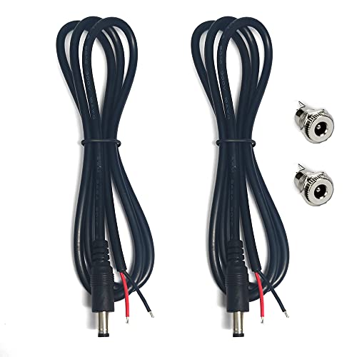 2 PCS DC Power Pigtails כבל, 3ft DC 5.5 ממ x 2.5 ממ תקע זכר DC099 שקע נקבה לחוט חשוף חוט פתוח כבל סיפוק