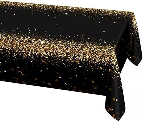 9x5 ft בד שמפניה שמפניה מפת שולחן זהב מפלגת זהב שחור קישוט מפלגת קונפטי שולחן לשולחן לחתונה מקלחת לתינוק
