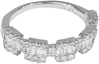 2023 טבעות נישואין כסף חדשות לנשים שרשרת כסף חלולה ריינסטון טבעת צורה גיאומטרית צורה ריינסטון טבעת קווי