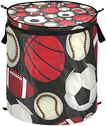 כדורגל כדורגל בייסבול קופץ קופץ כביסה עם סל כביסה מתקפל מכסה עם ידיות מארגן בגדי סל אחסון מתקפל