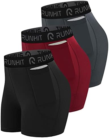 Runhit 3 מכנסי דחיסה של Runhit 3 לנשים מכנסי יוגה עם מותניים גבוהים עם כיסים עם מכנסי כדורעף מפעילים