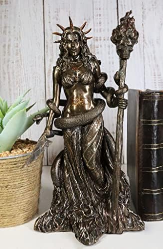 אלילה יוונית אלילה יוונית מכשפה מכשפה מכשף פסלון בצבע ברונזה גימור HEKATE נמק אלוהות קסם קסם