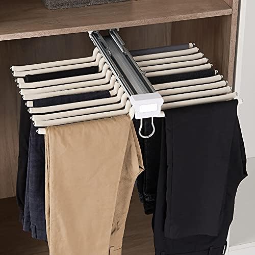 LJHSS שולף מכנסיים מוט קולב, שלף מכנסיים מתלה עמיד שטח שומר מכנסיים, למארגני ארונות ואחסון