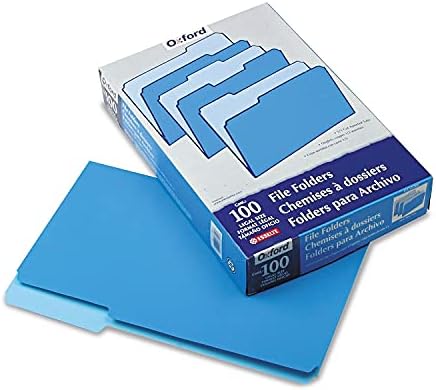פנדפלקס 15313 כחול צבעוני קובץ תיקיות, 1/3 לחתוך למעלה כרטיסייה, משפטי, כחול / אור כחול, 100 / תיבה