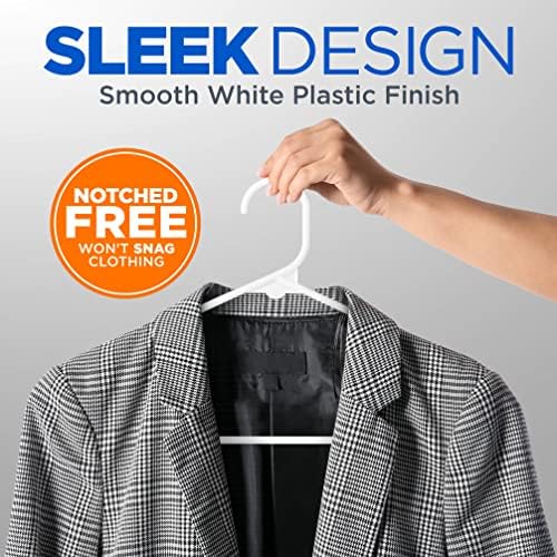 קולבי פלסטיק סטנדרטיים לבנים של SereneLife - קולב בגדים כבדים צינוריים עמידים לצינורות קולב אידיאלי