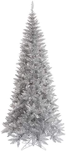 Vickerman 5.5 'Tinsel Tinsel Fire Slim Artificial Christmase, אורות ליבון דו -ליבניים ברורים -