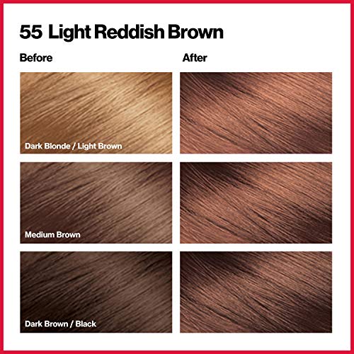 רבלון צבעמשי צבע יפה צבע שיער קבוע עם טכנולוגיית ג ' ל 3 ד קרטין 100 צבע שיער כיסוי אפור, 55 חום אדמדם בהיר,
