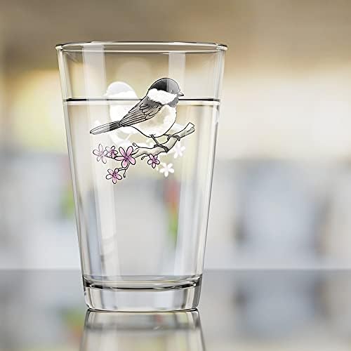 צבעי מים של צ ' יקדי בצבע שחור ציפור צפון מזרחית 16 עוז כוס ליטר, זכוכית מחוסמת, עיצוב מודפס ומתנת מאוורר