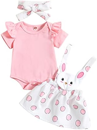 תינוקת יילוד תינוקת פסחא תלבושת שרוול ארוך סולידי רומפר עליון תלת מימד חצאית חצאית ארנב בגדים בכיסוי שמלת